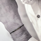Black Silver Morse Code - Bracelet 925 Sterling Silver
